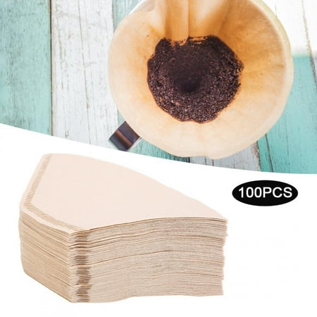 

TOPINCN 100Pcs Fan‑Shaped Disposable Coffee Filter Paper Kit Replacement Coffee Making Accessory
