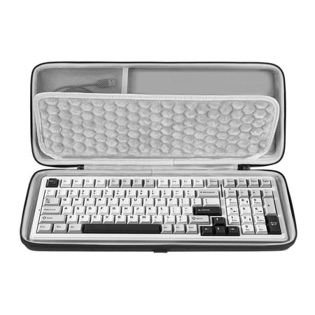 Geekria 90%-96% Keyboard Hard Shell Case Compatible with RK ROYAL KLUDGE RK96 EPOMAKER x Aula F99 Corsair Vanguard 96 100 Keys EVA Travel Carrying Bag with Wrist Rest Storage (Dark Grey)