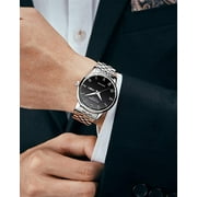 GUANQIN Mens Quartz Fashion Luminous Calendar Wrist Watch with Analog Display and Stainless Steel Band