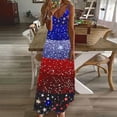 thumbnail image 2 of Cleaning 4Th of July Patriotic Dresses for Women American Flag Printed Sundress Deep V Neck Maxi Tank Dress Light Breathable Summer Dress Loose Flliter Hem Beach Dresses Vacation Outfits, 2 of 5
