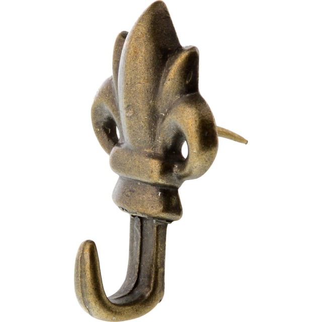 Gancho de almacenamiento Hillman 122261 Fleur De Lis de latón envejecido, 3 unidades