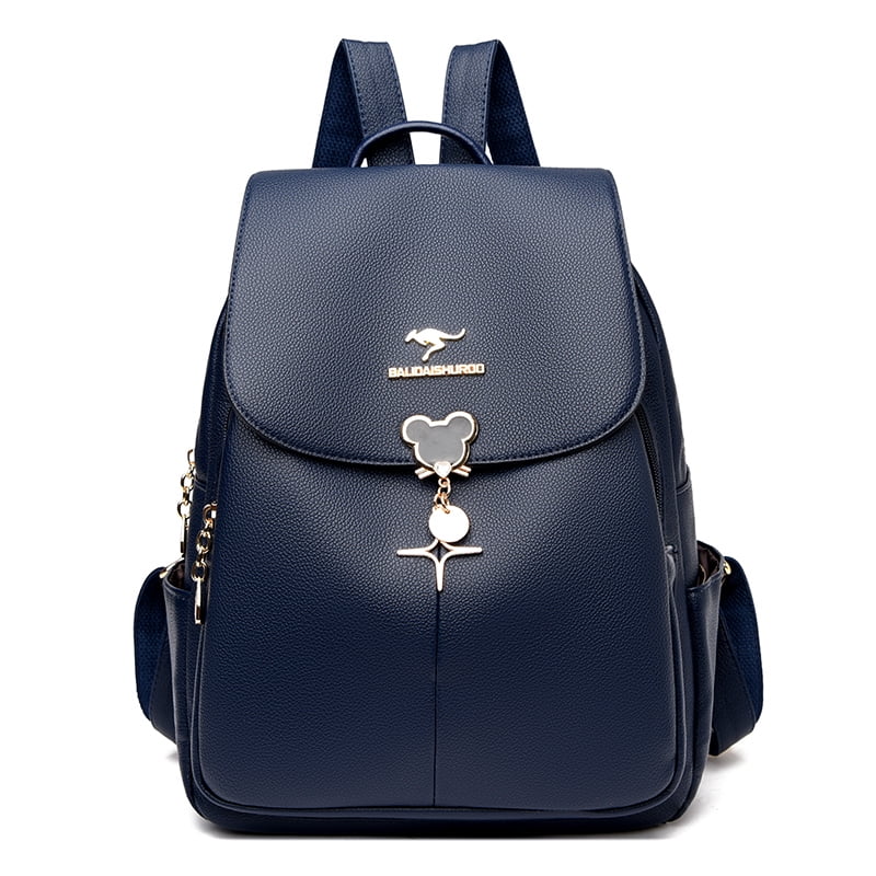 Women s Fashion High Quality Leather Backpacks Designer Large capacity Ladies Solid Color Schoolbags Female Leisure Travel Bag
