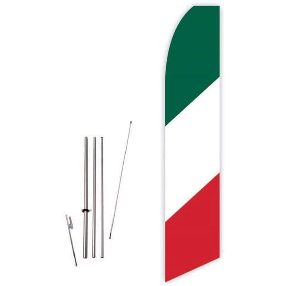 Italian Flag Super Novo Feather Flag - Complete with 15ft Pole Set and Ground Spike