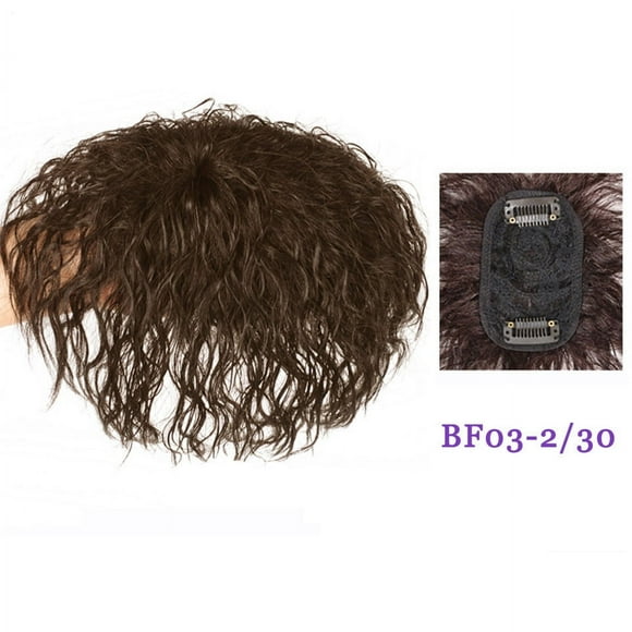 XmhyTop Small Area Short Curly Human Hair Topper Fluffy Curly Hair Topper Clip in Hairpieces Top Topper Hair Replacement Wiglets Weavy Topper Hair Pieces,Dark Brown