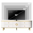 thumbnail image 3 of Curved TV Stand with 4 Drawers and 1 Cabinet, Atumon TV Console, Entertainment Center for TVs up to 80", Modern TV Cabinet Furniture, Television Stand with Metal Legs for Living Room Bedroom, White, 3 of 10