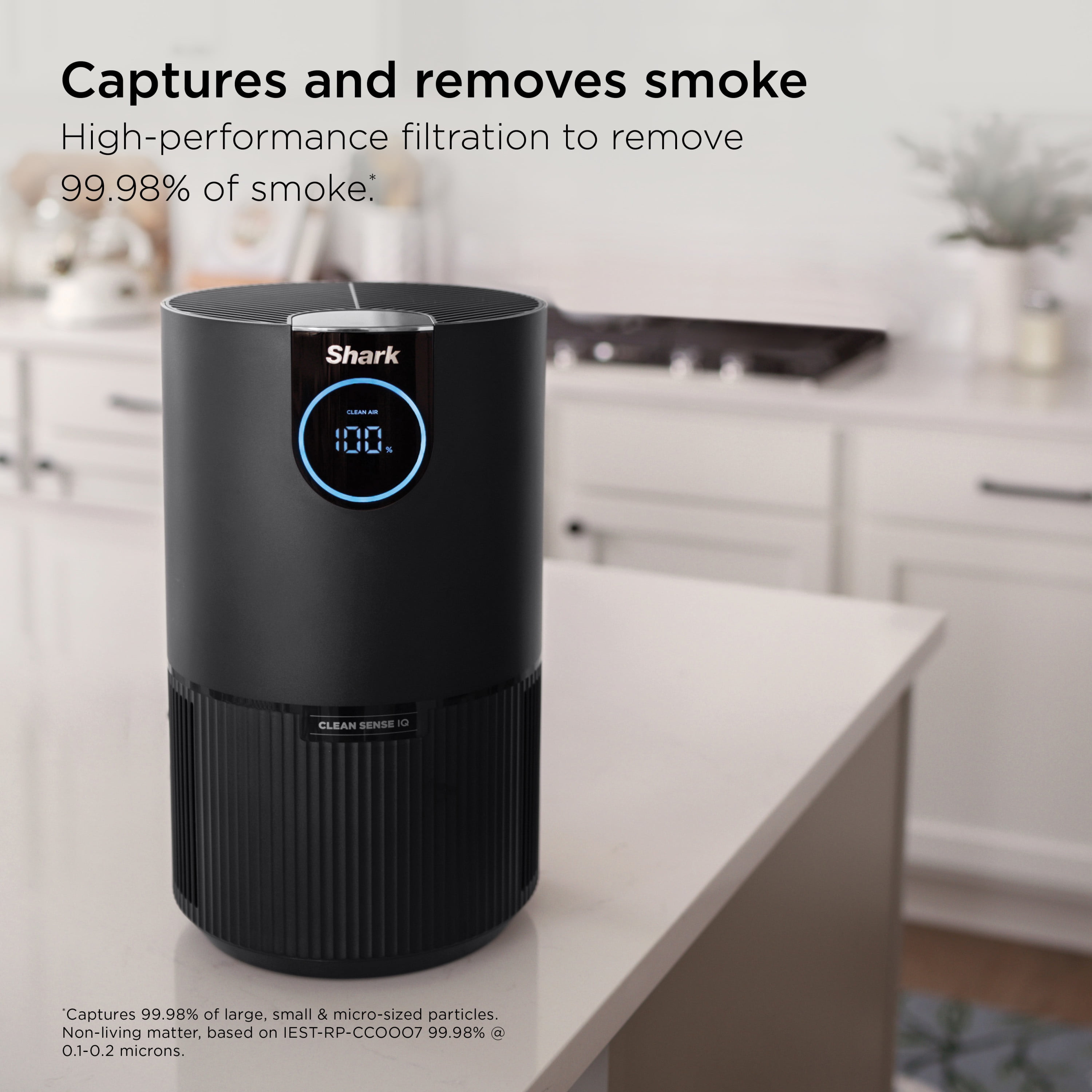 Shark 500 Sq Ft True HEPA Air Purifier, NanoSeal, Clean Sense IQ Technology, Captures Pet Hair, Pet Dander, Allergens, HP100 Charcoal Gray
