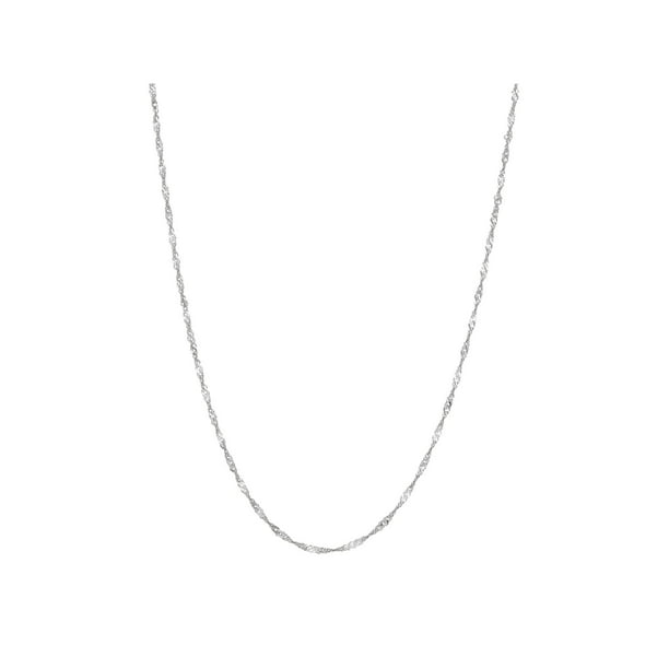 Women's Welry 1.35mm Sparkling Singapore Chain Necklace in 14kt White Gold,  24