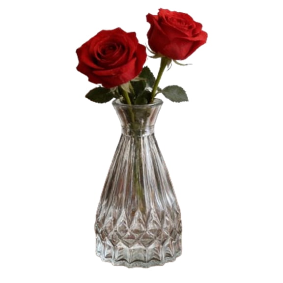 Bxaolu Glass Bud Vases, Small Flower Vases, Mini Ribbed Vases for Centerpieces, Clear Vintage Vase for Table Decorations, Wedding, Party, Receptions, Home Decor (1Pack)