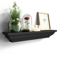 thumbnail image 2 of Black Floating Shelves, Solid Wood Storage Wall Shelves Set of 4 Display Ledge Shelves Decor for Bedroom, Living Room, Bathroom, Kitchen - Black, 2 of 16