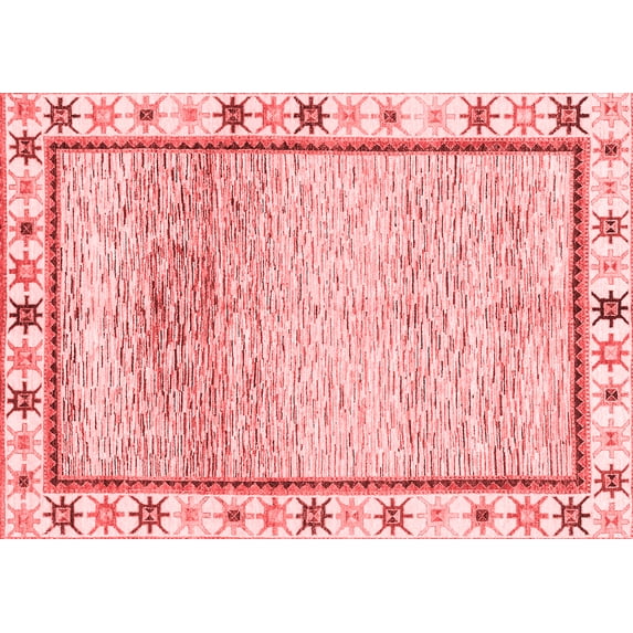 Ahgly Company Machine Washable Indoor Rectangle Abstract Red Modern Area Rugs, 5' x 8'