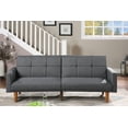 thumbnail image 5 of New Transitional Look Living Room Sofa Couch Convertible Bed Blue Grey Polyfiber 1pc Tufted Sofa Cushion Wooden Legs, 5 of 11