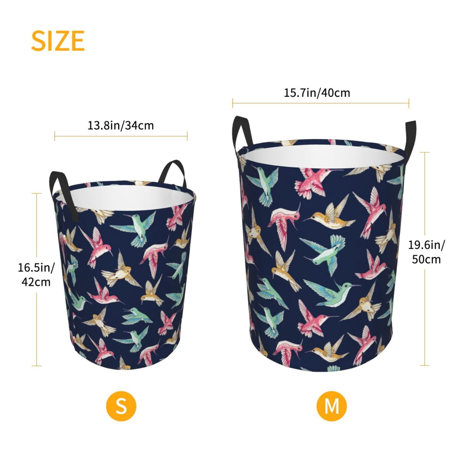 Large Laundry Basket with Handles - Yellow Green Red Hummingbird Kids Baby Dirty Clothes Laundry Hamper for Bedroom Aesthetic