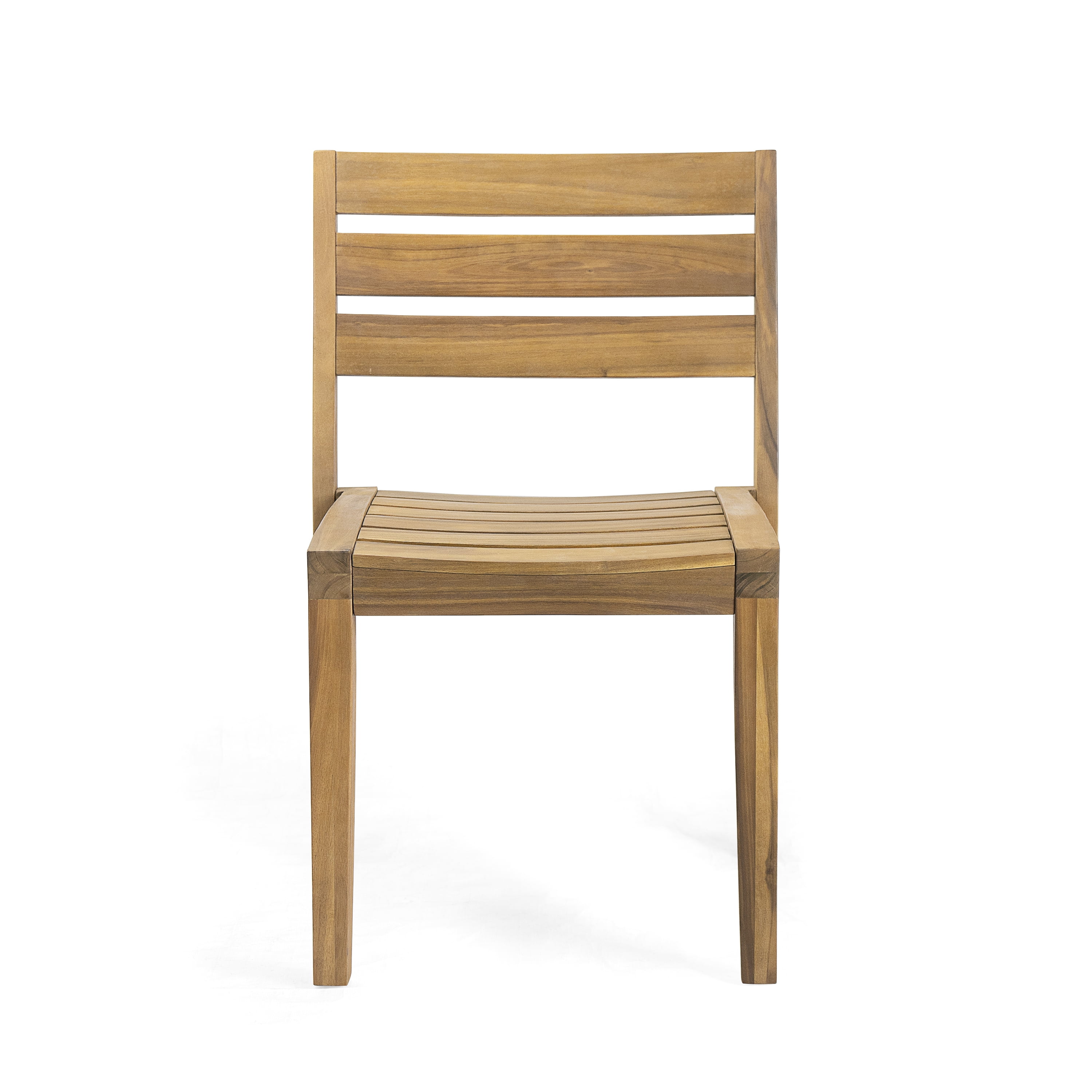 Dining Side Chair Set of 2, Outdoor Acacia Wood Teak Finish Chair for Patio Garden, Teak