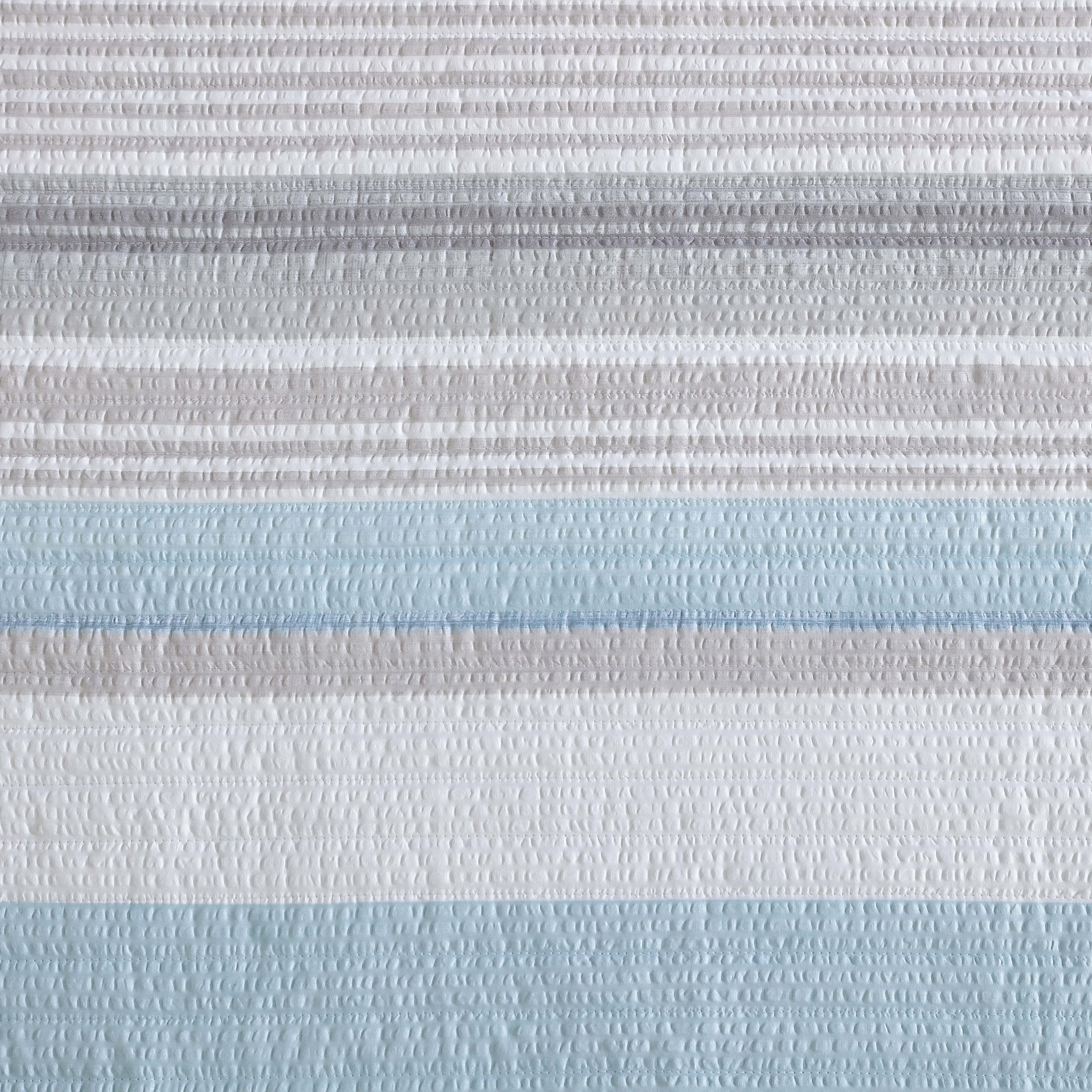 Beatrice Home Fashions, Coralinn Stripe 3PC Quilt Set, King, Blue/Gray