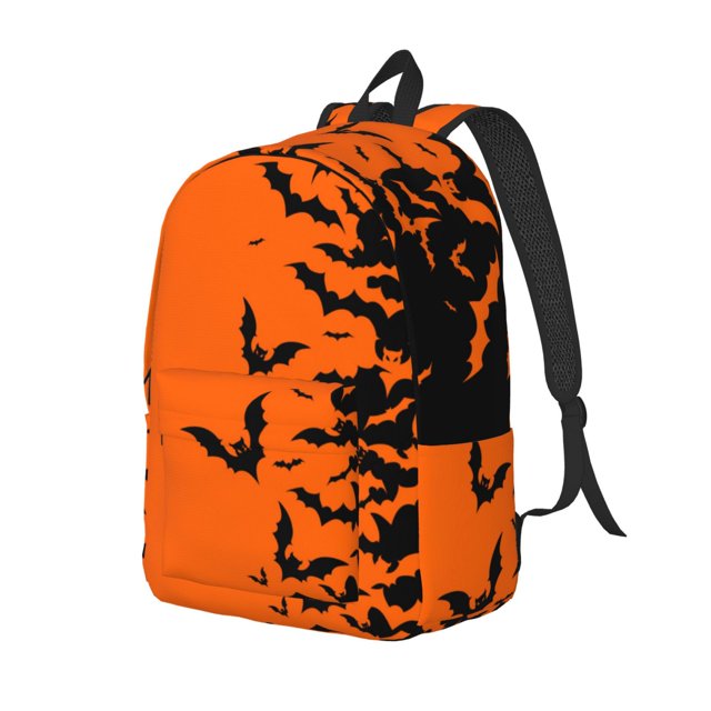 Disketp Halloween Bats print Canvas Backpack Lightweight Travel Daypack Student Rucksack Laptop Backpack-Medium
