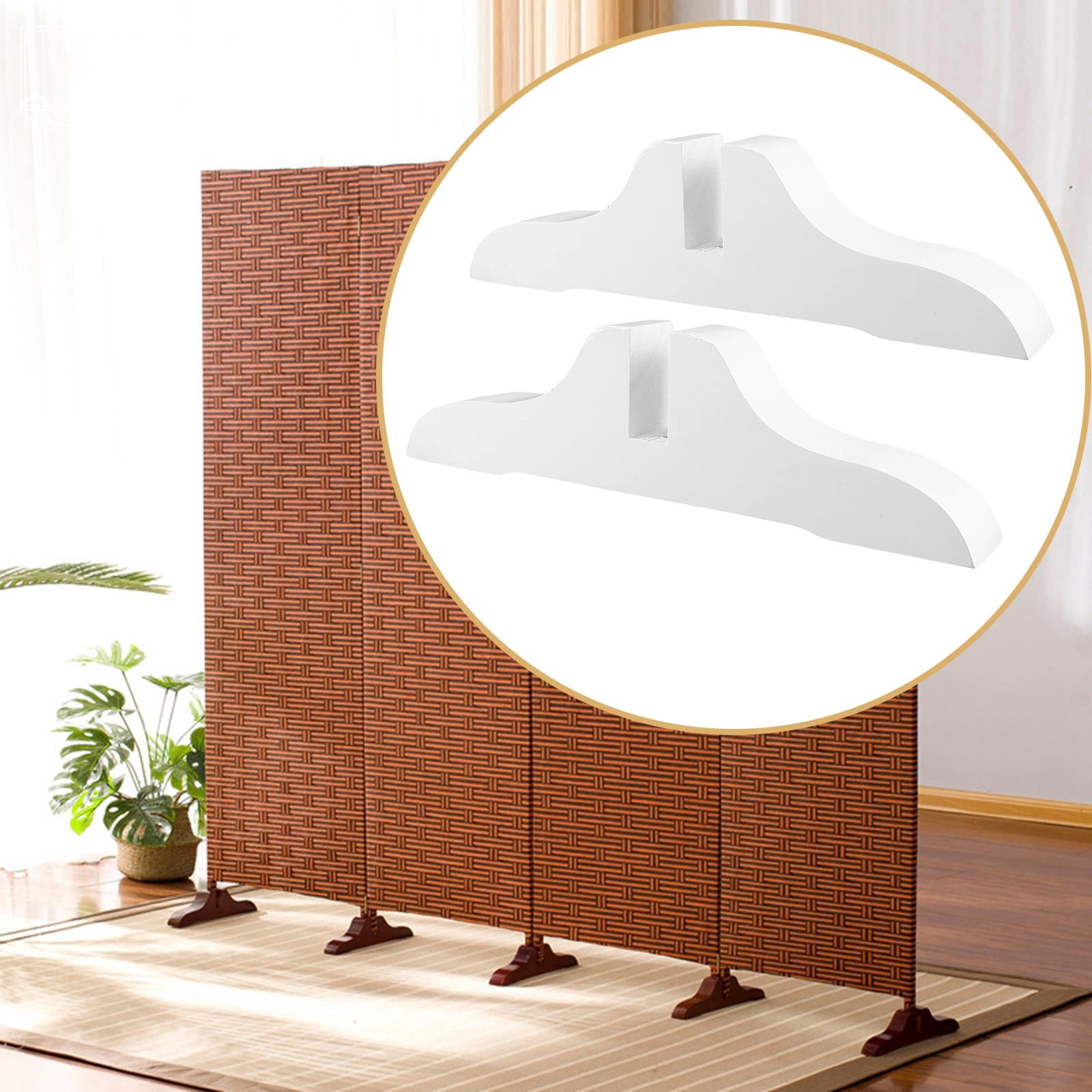 kowaku 2 Pieces Privacy Screen Holder Room Divider Stand Detachable Useful Privacy Screen Clips Wooden Screen Base Screen Panel Feet White