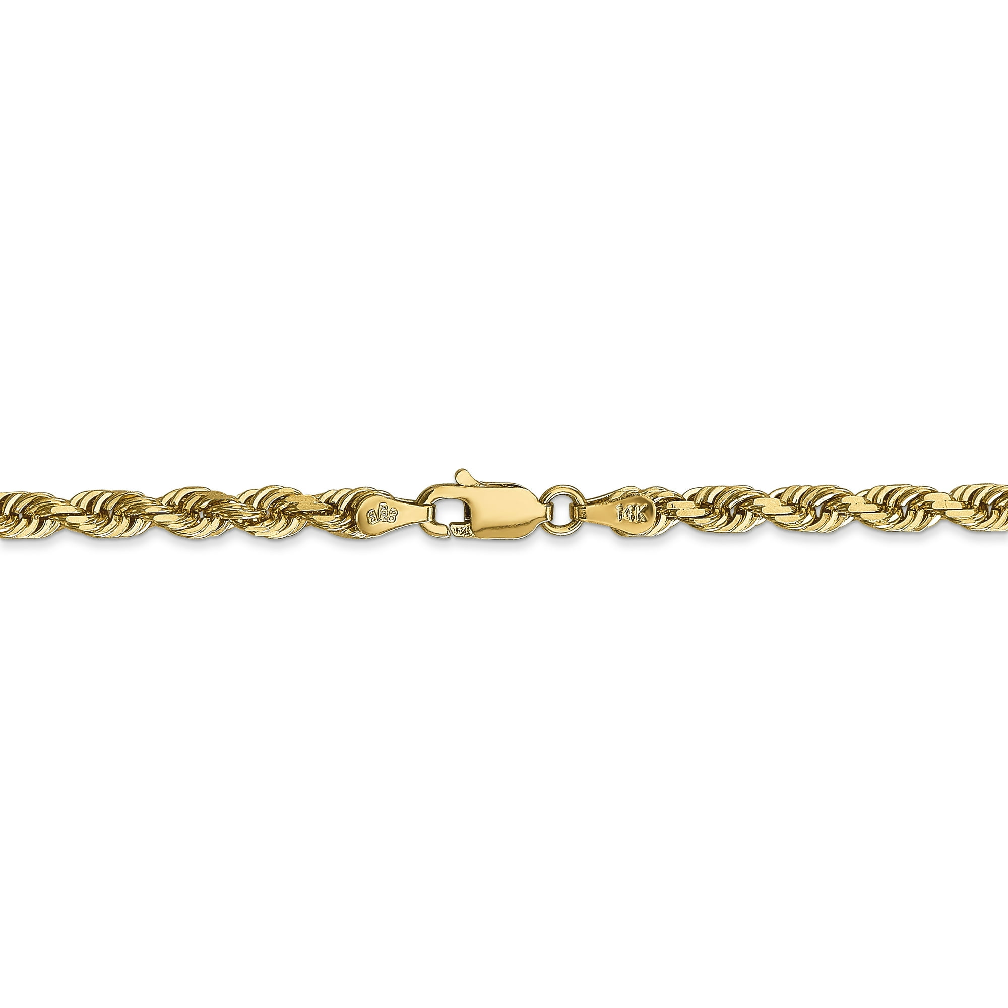 14K Yellow Gold 4mm Diamond Cut Quadruple Rope Chain 20 Inch