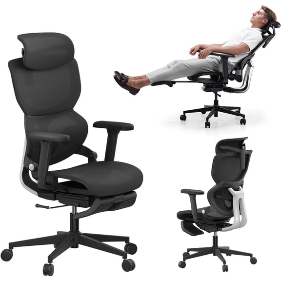 Q3 Ergonomic Office Chair — Adaptive 3-Point Lumbar Support with 140° Recline for Gaming and Home
