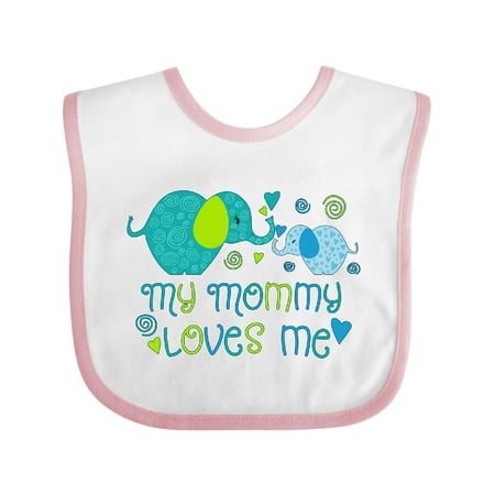 

Inktastic My Mommy Loves Me- Cute Elephants Gift Baby Boy or Baby Girl Bib