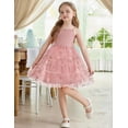 thumbnail image 2 of Oudiya Toddler Girls Tutu Party Dress Tulle Ruffle Hem Cami Summer Dress for Kids 2-6Y, 2 of 7
