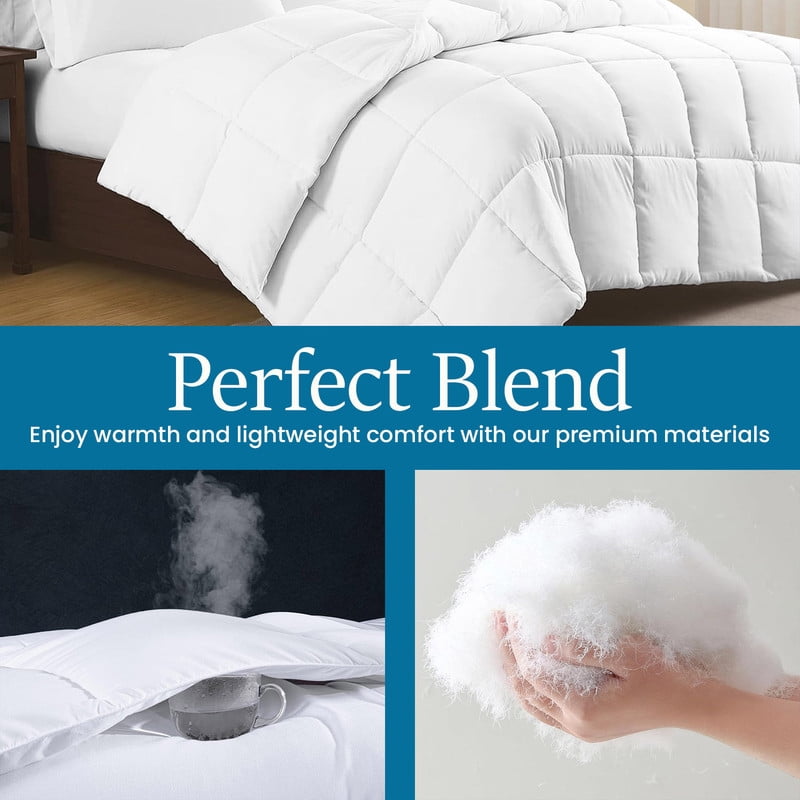 100% Cotton All-Season Comforter - Box Stitched Comforter - Bedding with Corner Tabs Machine Washable Lightweight Color White Solid Pattern Size King (104"x90")