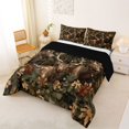 thumbnail image 2 of Castle Fairy Teens Autumn Jungle Deer Queen Comforter Set 3 Pieces,Woodland Wildlife Comforter Sets Queen,Brown Orange Cream,Black Reversible,1 Comforter and 2 Pillowcases, 2 of 6