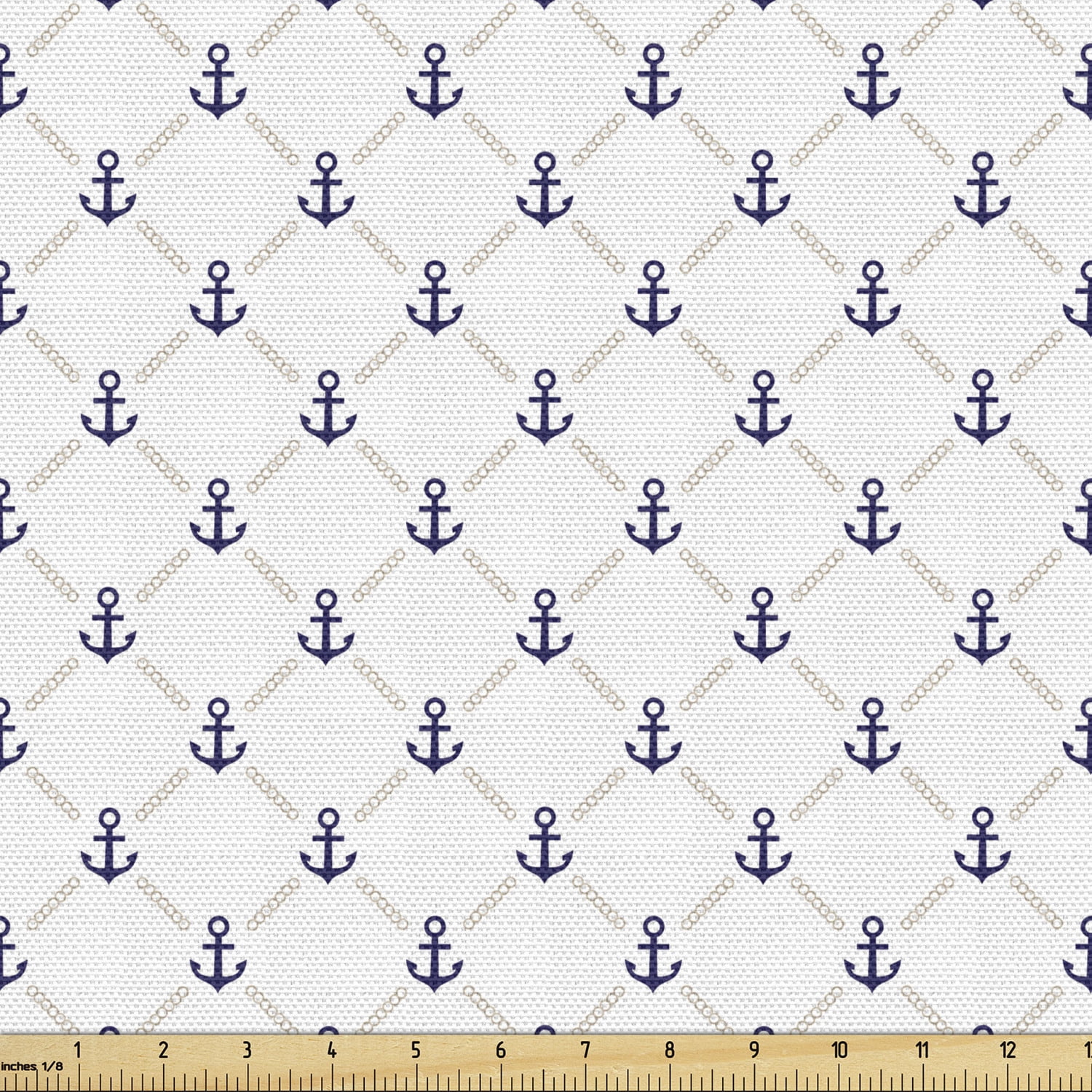 Anchor Fabric by the Yard, Yacht Ship Cruise Sailing Themed Pattern