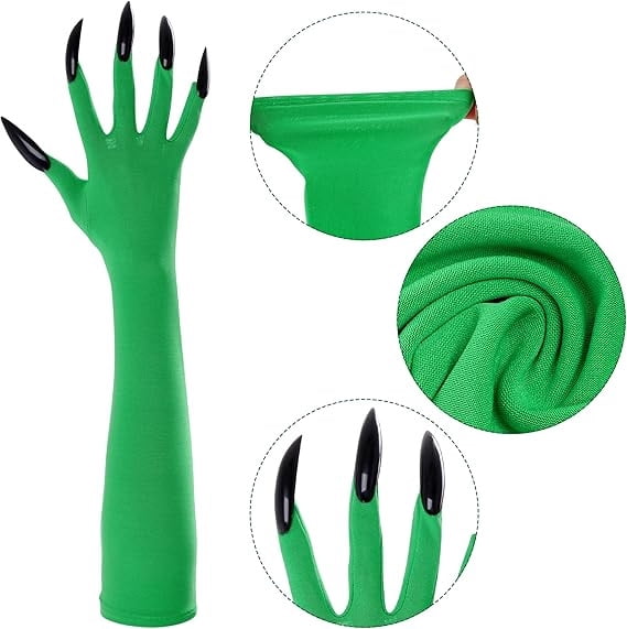 Halloween Claw Gloves with Long Fake Nails for Costume Parties and Stage Performances