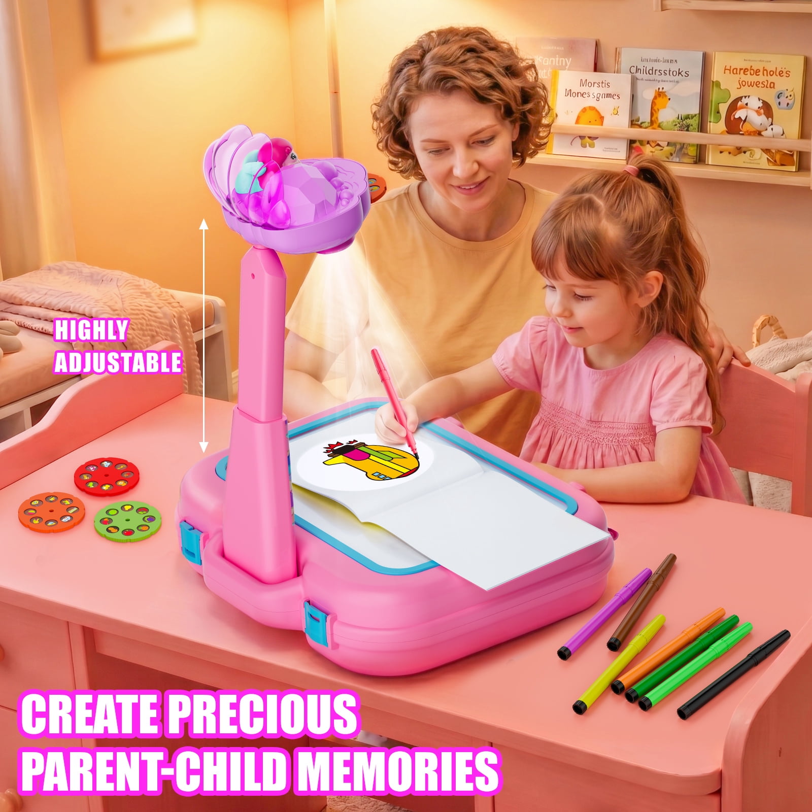 HXFOU Kids Drawing Projector Toy with 72 Projection Images, Mermaid Theme Arts and Crafts Kit for Toddlers Girls Ages 3-5
