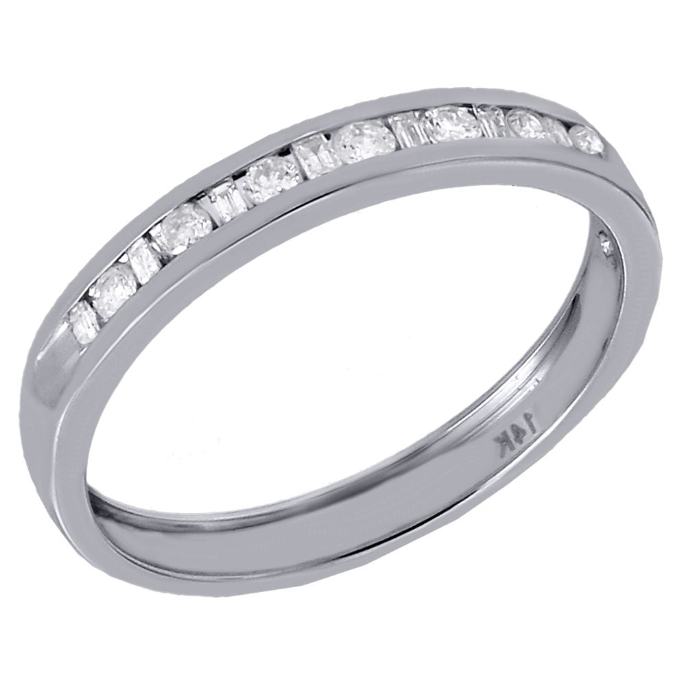 Jewelry For Less 14K White Gold Channel Set Round
