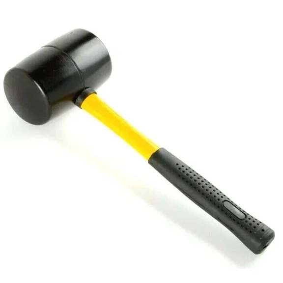 24Oz Rubber Mallet Fiber Glass Handle Double Round Face Soft-Grip Handle Tool