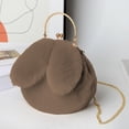 thumbnail image 2 of Bolso bandolera con orejas de conejo para mujer | Bolso de peluche con cierre de clip y pinza para el pelo | Colores rosa, caqui, gris y blanco | Monedero de poliéster y elastano de 21,8 x 21,9 cm, 2 of 7