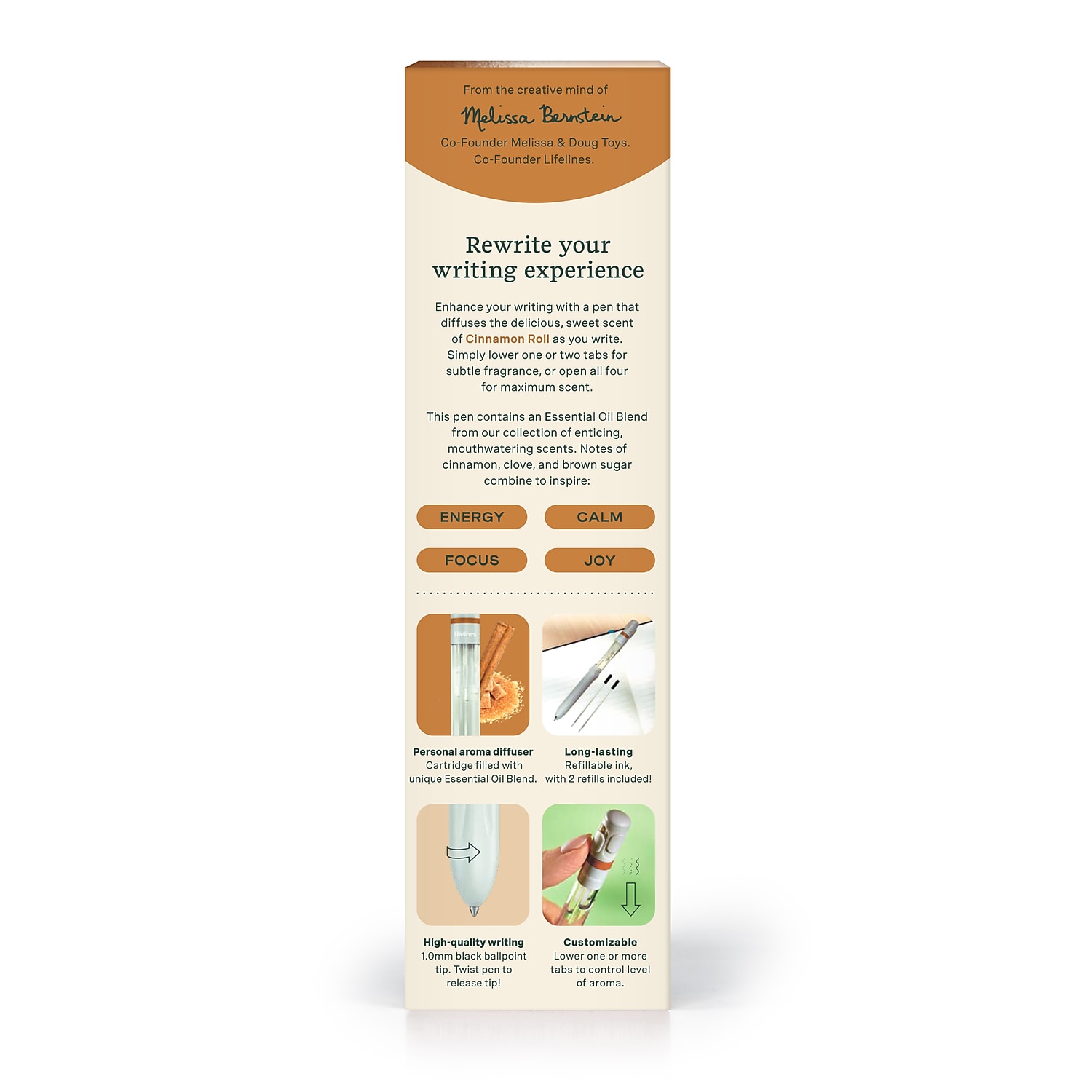 Lifelines LL123122 Essential Oil Blends Pen Diffuser, Cinnamon Roll Scent, White
