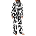 thumbnail image 3 of SCRAWLGOD Zebra Print Pajamas Women Long Sleeve Pjs for Women Set Fall Trendy Clothes Size S V Neck Womens Pajama Set of 2 Comfy Women Lounge Travel Set, 3 of 7