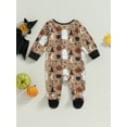 thumbnail image 4 of Bagilaanoe Newborn Baby Boy Girl Halloween Pajamas Pumpkin Print Long Sleeve Footed Jumpsuits 3M 6M Infant Zipper One Piece Rompers, 4 of 8
