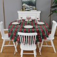 thumbnail image 2 of Red and Green Plaid Christmas Snow Pattern Round Tablecloth 60"x60",Wrinkle Wipeable Table Cloth for Kitchen Dining Room Picnic Patio Party, 2 of 6