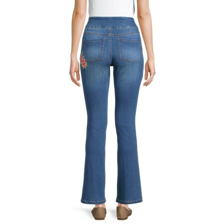 The Pioneer Woman Pull-On Embroidered Bootcut Jeans, Womens