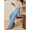 thumbnail image 4 of DOKOTOO Women's Wide Leg Jeans High Waist Elastic Waistband Denim Fashion Stretchy Casual Pants with Straight Leg, 4 of 9