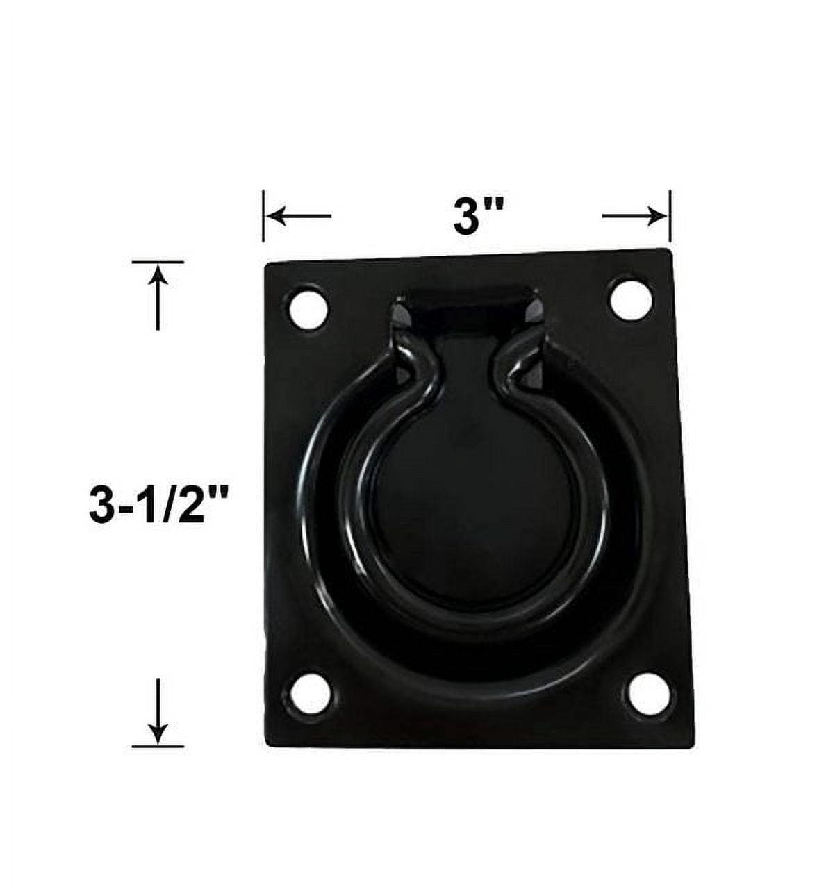 QCAA Heavy Duty Steel Flush Ring Pull, Matte Black, 2 Pack, Made in Taiwan