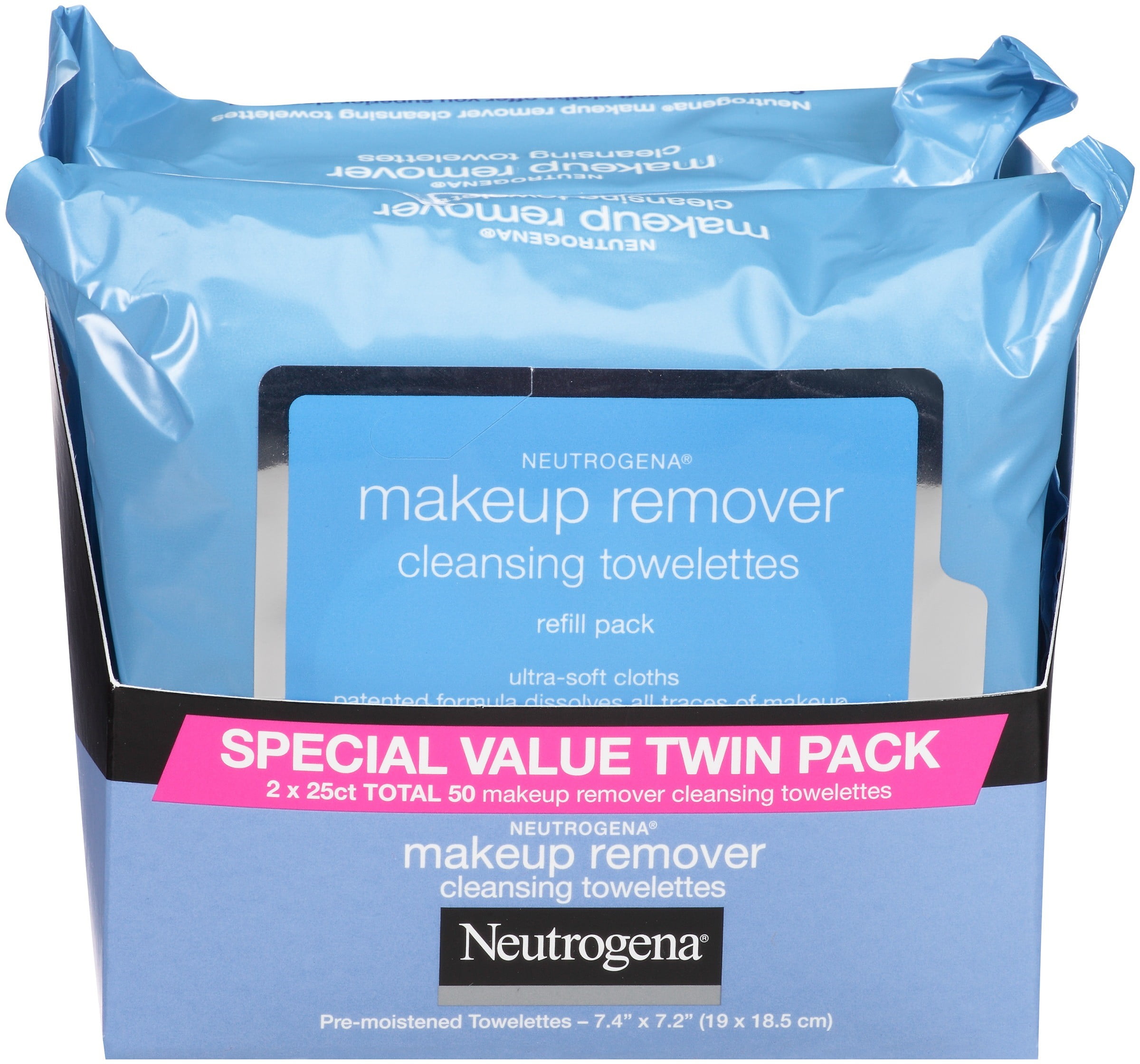 Neutrogena Makeup Remover Cleansing Towelettes, Makeup & Waterproof Mascara, 25 ct. Twin Pack 1 ea (Pack of 2)