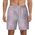 thumbnail image 3 of Uemuo Pink Flamingo Pattern Mens Swim Trunks Quick Dry Board Shorts with Mesh Lining, Stretch Beach Shorts Quick Dry No-Chafing Board Shorts-Small, 3 of 9