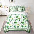 thumbnail image 2 of jejeloiu Lucky Clover Leaves 7 Pieces Bedding Comforter Set,Happy St.Patrick Day Full Bedding Set,Green White Fitted Sheet Flat Sheet For Men Women,Luxury Bedroom Decor Reversible, 2 of 8