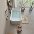 thumbnail image 6 of 49" Acrylic Freestanding Bathtub, Rectangle Janpanese Soaking Tub with Seat Desgin, Contemporary Soaking Tub with Chrome Overflow and Drain, cUPC Certified, Glossy White, 6 of 7