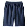 thumbnail image 2 of SWSMCLT Men's Knee Length Elastic Waist Summer Casual Sport Shorts Cotton Bend Athletic Gym Workout Drawstring Regular Fit Straight Leg Pockets Navy 28, 2 of 2