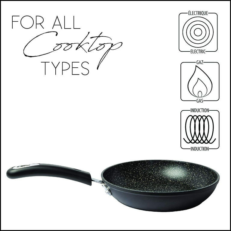Millvado 8 inch Nonstick Frying Pan: Small Skillet with Heavy Duty Non Stick Coating - Black Silicone Handle - Induction Compatible Frypans