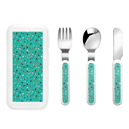 

Easygdp Sushi (3) 3-Piece Flatware Set Kids Silverware Stainless Steel Toddler Kids Utensils Safe for Preschooler Children