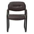 thumbnail image 3 of Deluxe Espresso Faux Leather Visitors Chair with Sled Base, Padded Arms and Heavy Duty Metal Sled Base, 3 of 5