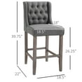 thumbnail image 3 of Ensemble de 2 Tabourets de Bar Capitonnés Sans Accoudoirs Chaise Haute Salon Gris, 3 of 10