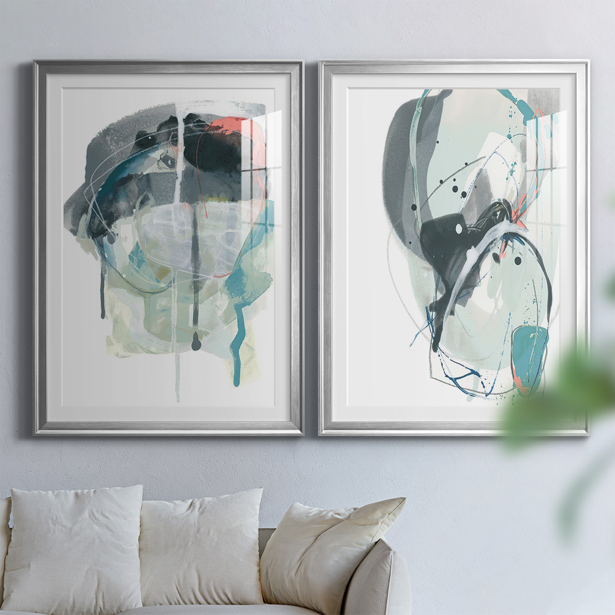 Wexford Home Stone Aperture III Premium Framed Print, 30.5" x 42.5" - Ready to Hang, Silver (Set of 2)