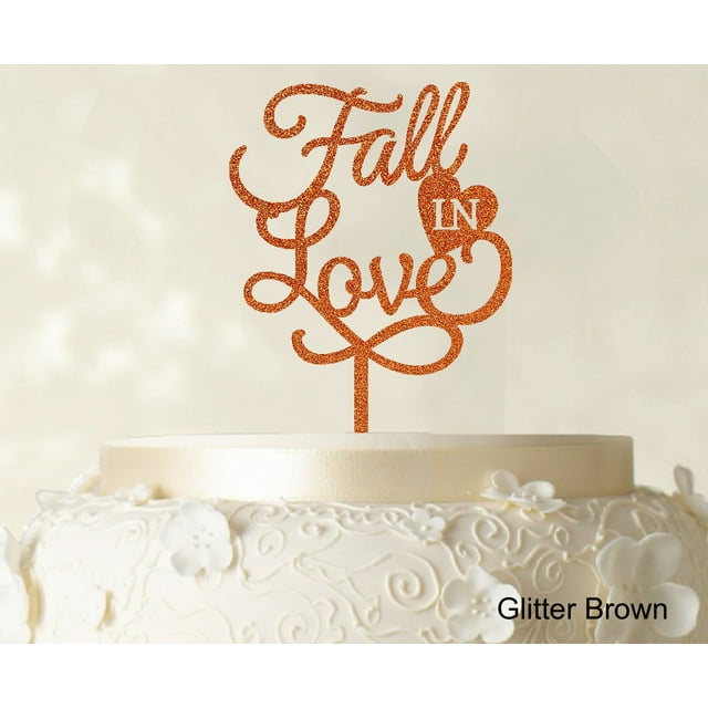 Fall In Love Wedding Cake Topper Personalized Glitter Cake Topper Cake Decoration Option Available 6-7 Inches Wide